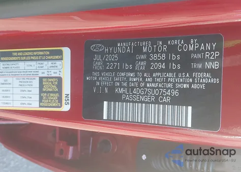 2025 Hyundai Elantra Se from USA, damaged, VIN KMHLL4DG7SU075496